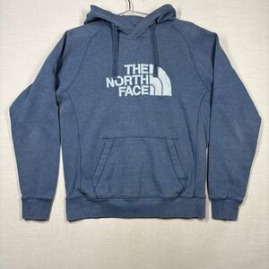 North Face Hoodie Mens Medium Blue Long Sleeve Embroidered Outdoors Big Logo